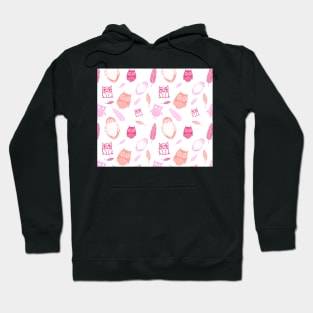 Fuchsia Pink Peach owl Pattern Hoodie